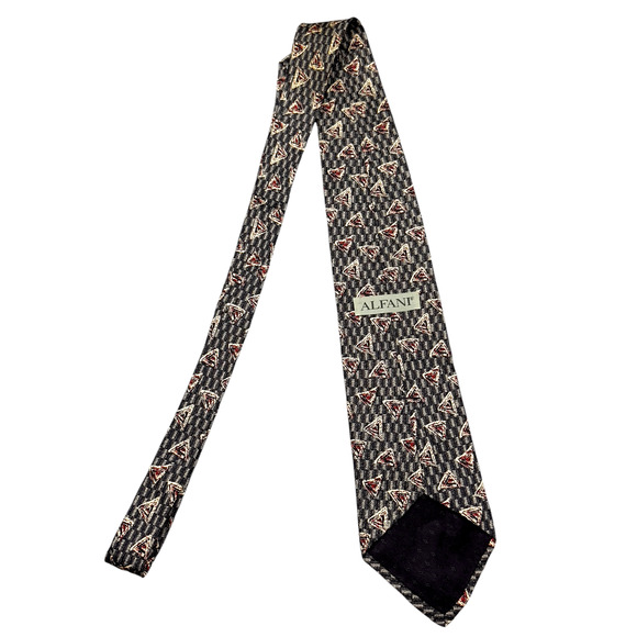 Alfani‎ 100% Silk Dress Tie Made in USA Grey Geometric Pattern 57" 3.75" - Picture 3 of 10